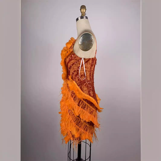 Yellow Backless V Sling Slim Fit Dress