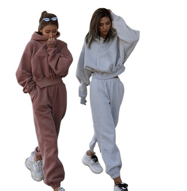 Hooded sweater casual suit