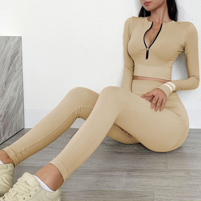 Women's seamless yoga wear long sleeve suit