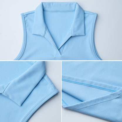 Running Breathable Sleeveless Yoga Vest Lapel Tennis Workout Clothes Top