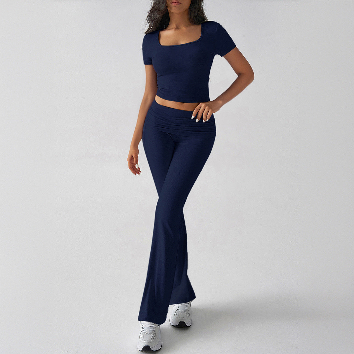 Sports Navel T-shirt Long Pants Suit Women's Clothing