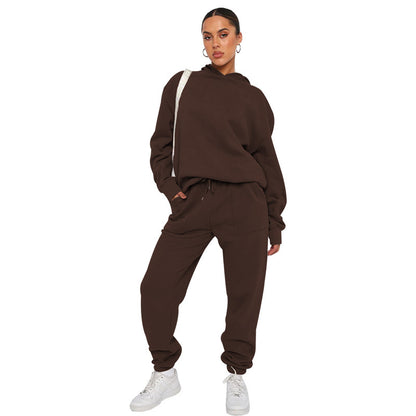 Hooded Long Sleeve Sweater Women's Clothing Fashion Casual Trousers Suit